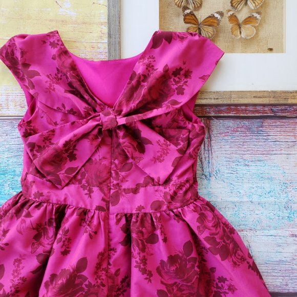 Ted Baker Girls Fancy Pink Floral Flared Dress 10 - Picture 4 of 9